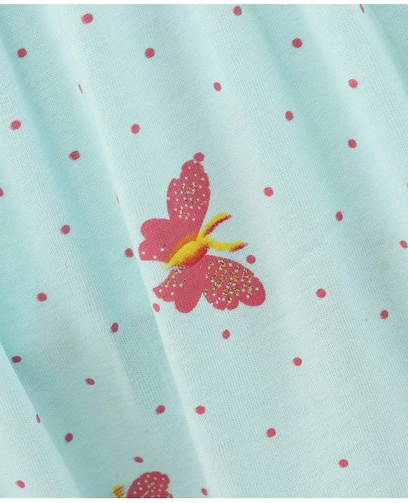 Babyhug 100% Cotton Short Sleeves Butterfly Printed Frock With Bloomer - Mint