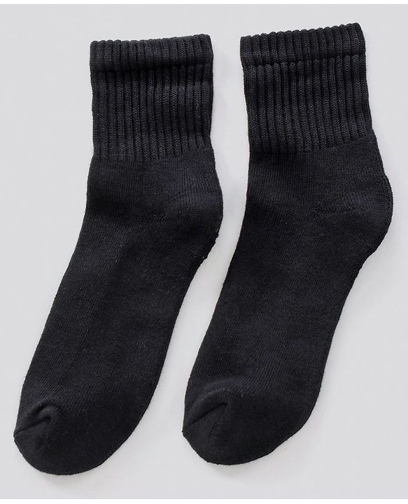 Pine Kids Ankle Length Anti Microbial Washed Terry School Socks Solid Pack of 3- Black