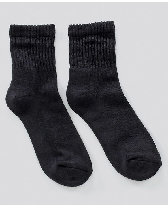 Pine Kids Ankle Length Anti Microbial Washed Terry School Socks Solid Pack of 3- Black