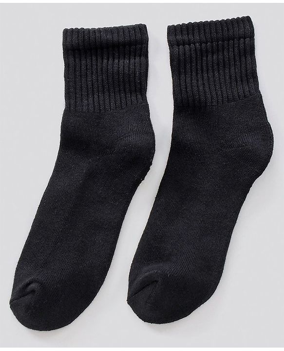 Pine Kids Ankle Length Anti Microbial Washed Terry School Socks Solid Pack of 3- Black