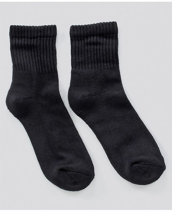Pine Kids Ankle Length Anti Microbial Washed Terry School Socks Solid Pack of 3- Black
