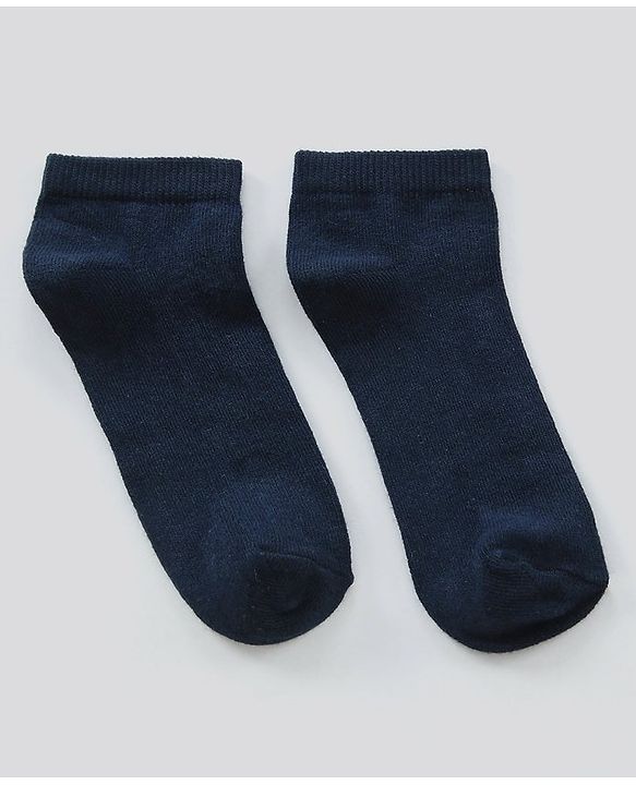 Pine Kids Ankle Length  Anti Microbial Washed School Socks Solid Pack of 3- Navy Blue