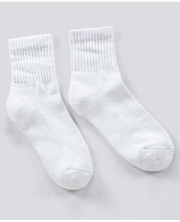 Pine Kids Ankle Length Anti Microbial Washed Terry School Socks Solid Pack of 3- White