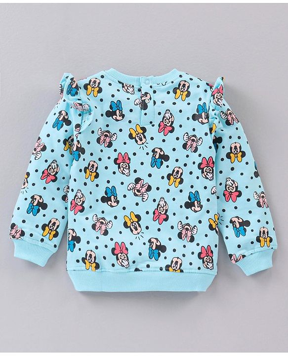 Babyhug Cotton Knit Full Sleeves T-Shirt & Lounge Pant Set All Over Minnie Mouse Print - Blue Yellow