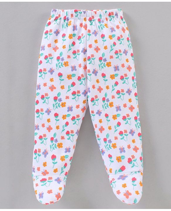Babyhug Full Length Cotton Bootie Leggings Floral & Dot Print Pack Of 3- Multicolor