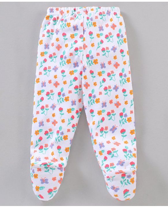 Babyhug Full Length Cotton Bootie Leggings Floral & Dot Print Pack Of 3- Multicolor