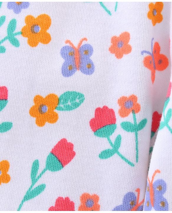 Babyhug Full Length Cotton Bootie Leggings Floral & Dot Print Pack Of 3- Multicolor