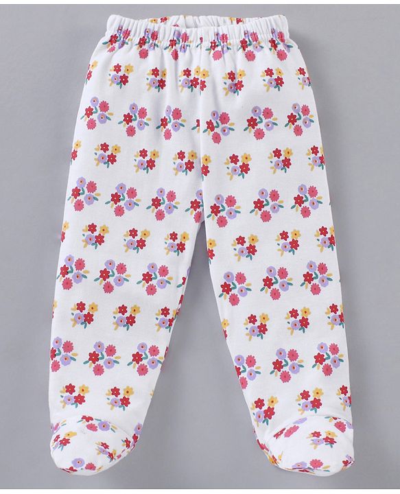 Babyhug Full Length Cotton Bootie Leggings Floral & Dot Print Pack Of 3- Multicolor