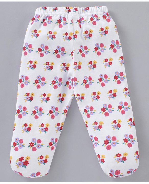 Babyhug Full Length Cotton Bootie Leggings Floral & Dot Print Pack Of 3- Multicolor