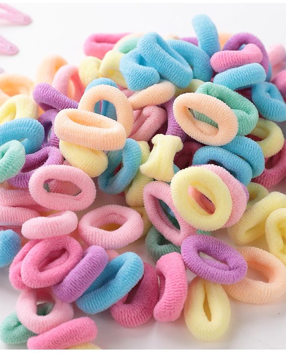 Babyhug Free Size Rubber Bands & Clips Set - Multicolor