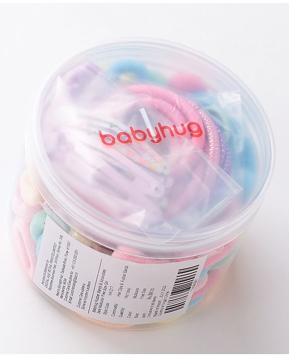 Babyhug Free Size Rubber Bands & Clips Set - Multicolor