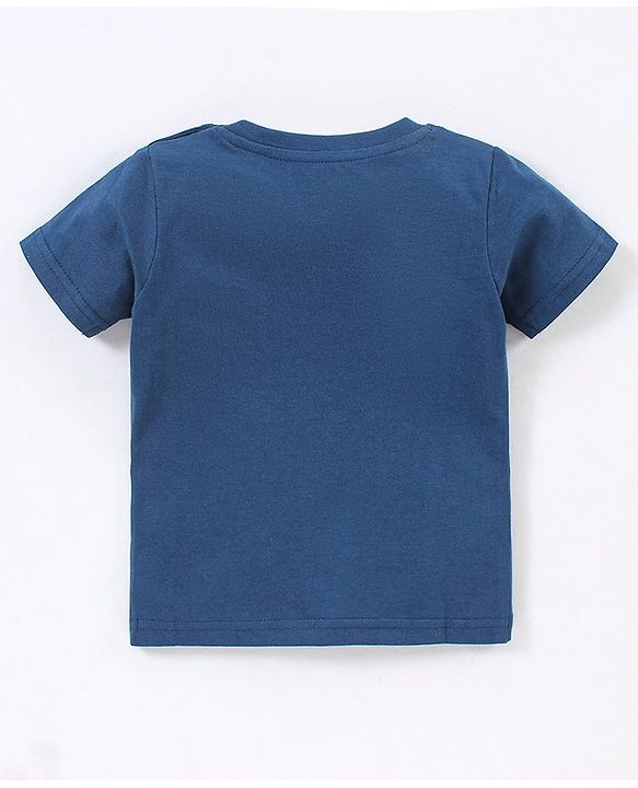 Babyhug 100% Cotton Knit Half Sleeves Night Suit Fox Print - Navy Blue & Red
