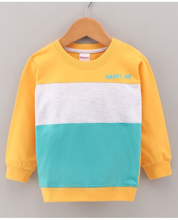 Babyhug Full Sleeves Cut & Sew Sweatshirt With Text Print- Multicolor