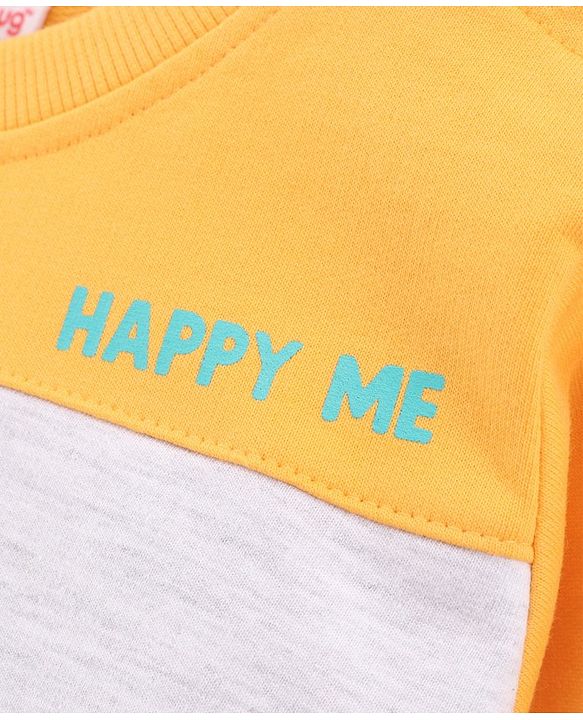 Babyhug Full Sleeves Cut & Sew Sweatshirt With Text Print- Multicolor