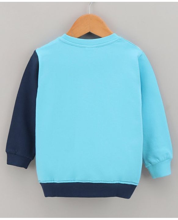 Babyhug Full Sleeves Cut & Sew Sweatshirt With Text Print- Blue/Grey