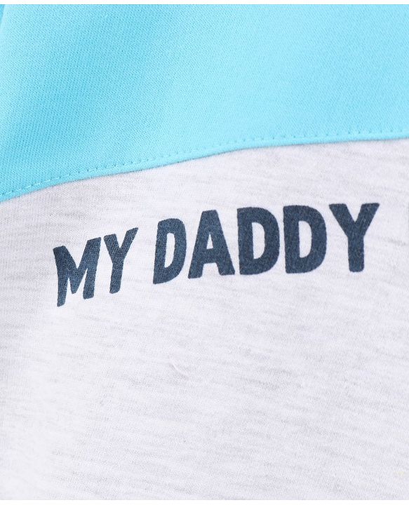Babyhug Full Sleeves Cut & Sew Sweatshirt With Text Print- Blue/Grey