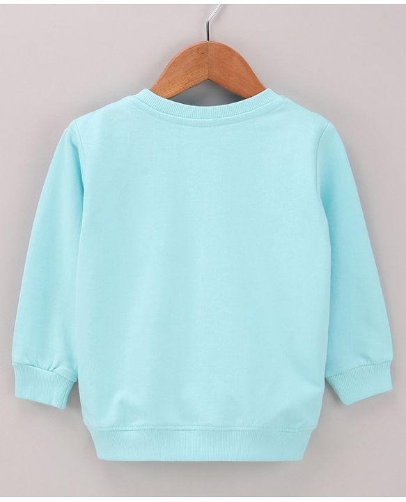 Babyhug Full Sleeves Cotton Knit Sweatshirt With Placement Print- Blue