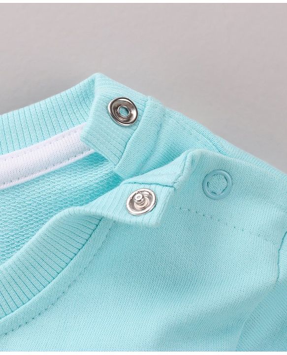 Babyhug Full Sleeves Cotton Knit Sweatshirt With Placement Print- Blue