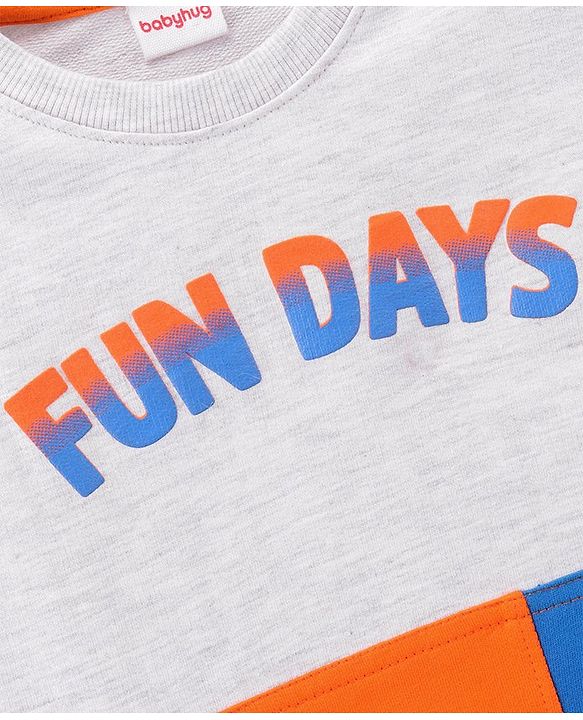 Babyhug Full Sleeves Cut & Sew Sweatshirt With Text Print - Multicolor