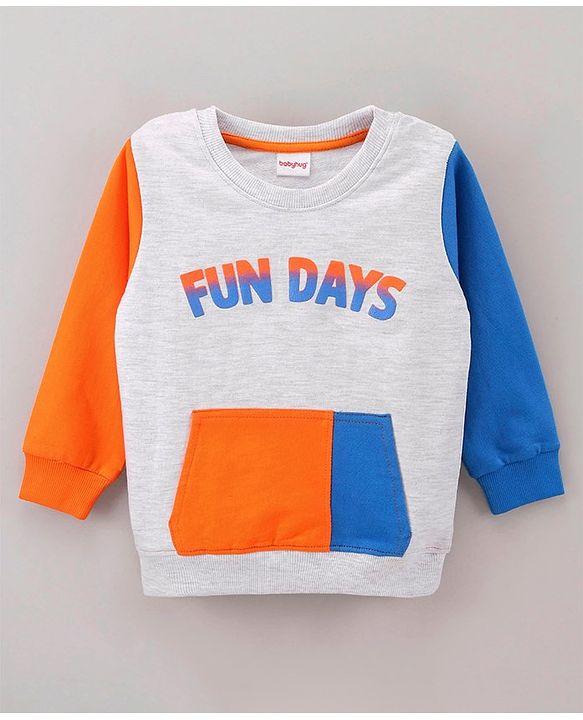 Babyhug Full Sleeves Cut & Sew Sweatshirt With Text Print - Multicolor