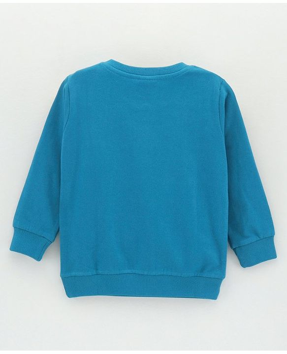 Babyhug Cotton Blend Full Sleeves Safari Printed Applique Sweatshirt -Blue
