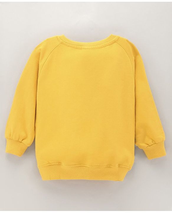 Babyhug Full Raglan Sleeves Sweatshirts With 3D Dinosaur Applique - Yellow