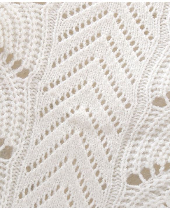 Babyhug Full Sleeves Cable Knit Solid Sweater  - White