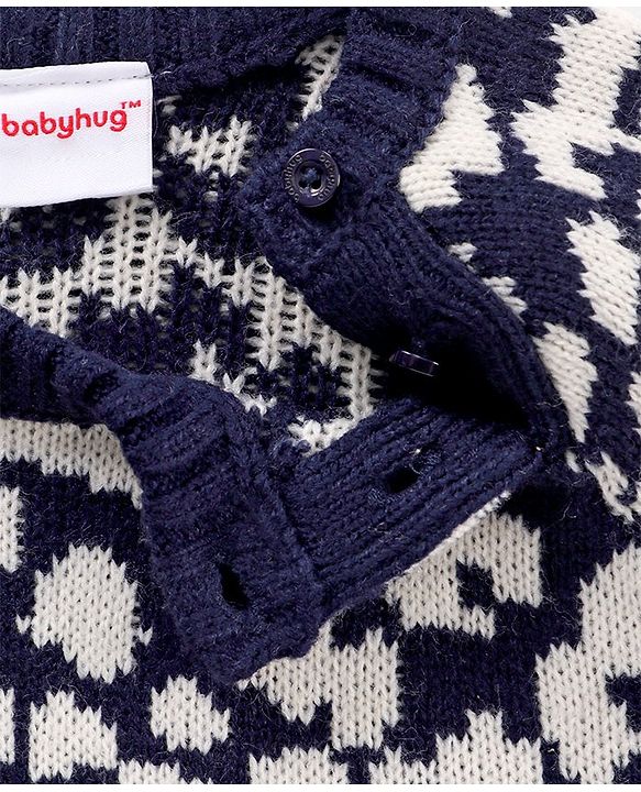 Babyhug Full Sleeves Abstract Design Sweater - Navy