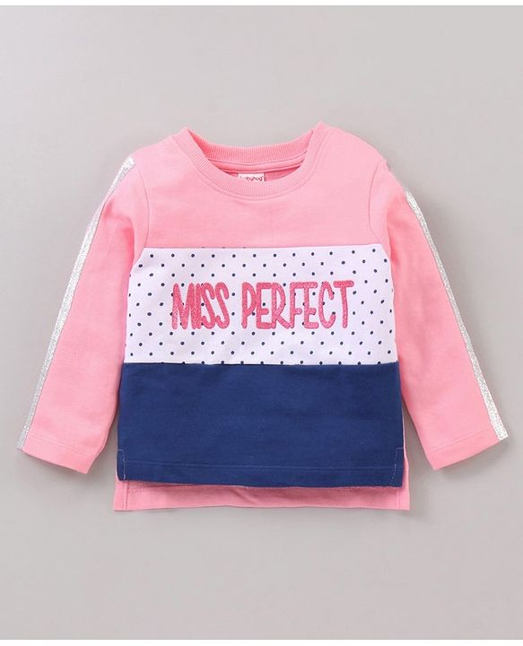 Babyhug Full Sleeves Top & Lounge Pant Miss Perfect Print - Pink Blue