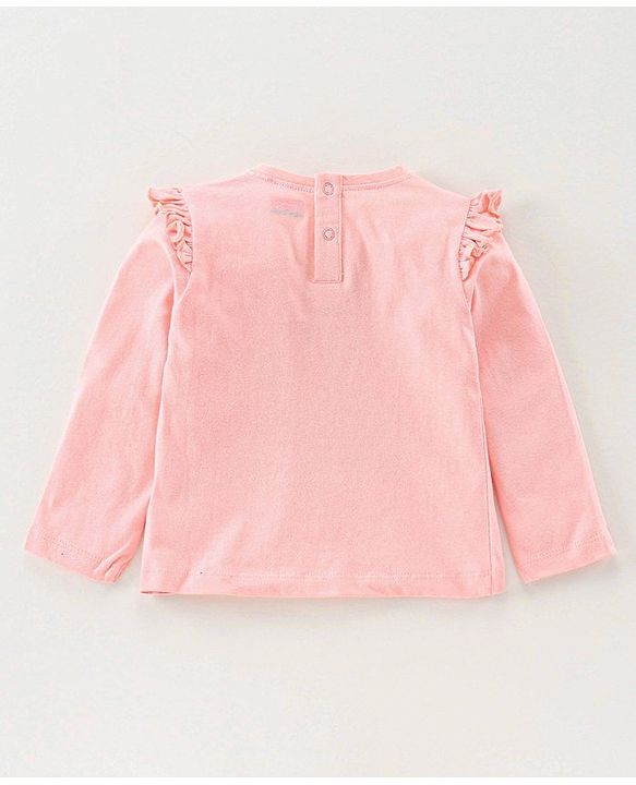 Babyhug Cotton Knit Full Sleeves Top & Skirt Set All Over Text & Star Print - Pink Navy