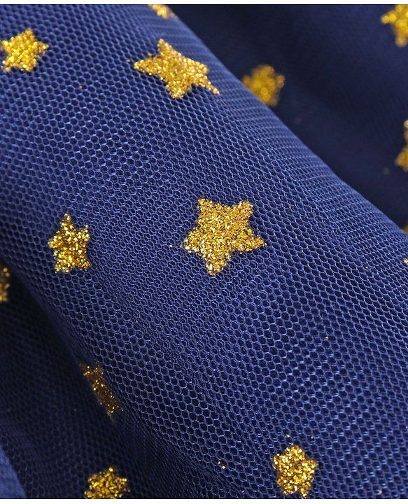 Babyhug Cotton Knit Full Sleeves Top & Skirt Set All Over Text & Star Print - Pink Navy