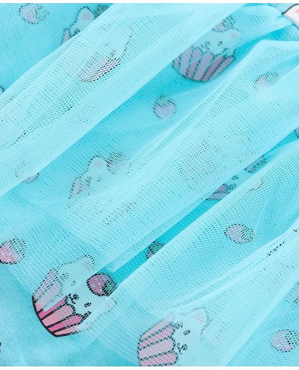 Babyhug Cotton Knit Short Sleeves Ice Cream Printed Onesies With Hairband - Blue