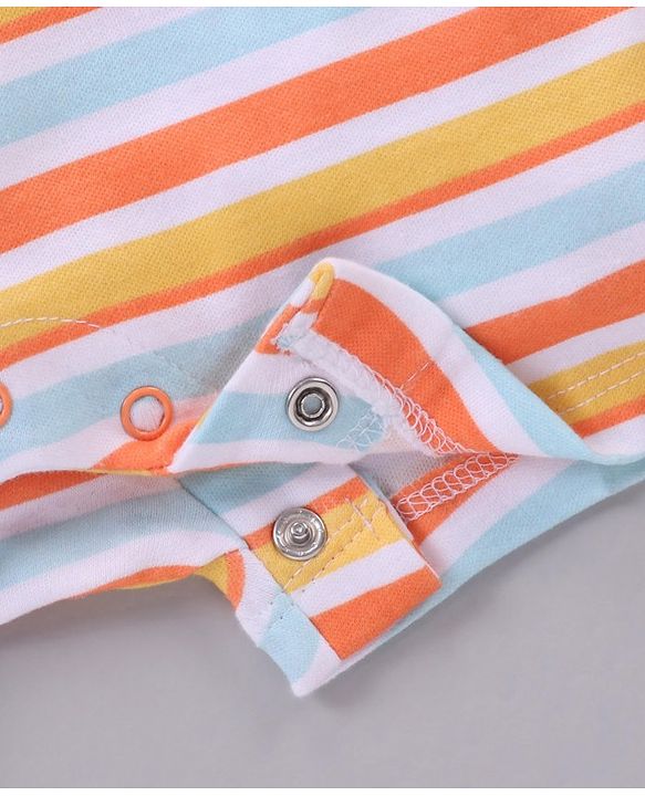 Babyhug 100% Cotton Half Sleeves Romper Airplane Print - Orange