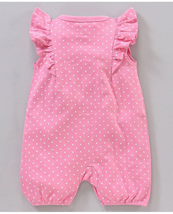 Babyhug 100% Cotton Half Sleeve Romper Kittens and Spot Print Pack of 2 - Pink and Blue