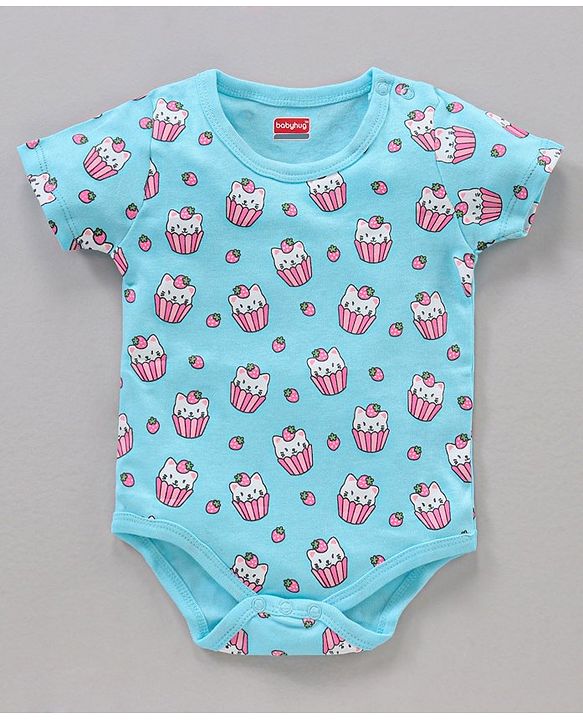 Babyhug 100% Cotton Half Sleeves Onesie Multi Print Pack of 3 - Multicolour