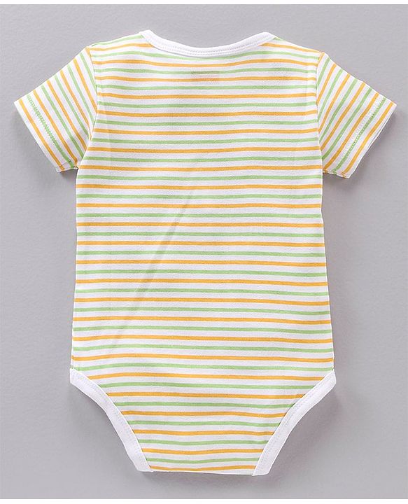 Babyhug 100% Cotton Half Sleeves Striped and Animal Printed Onesies Pack of 3 - Multicolour