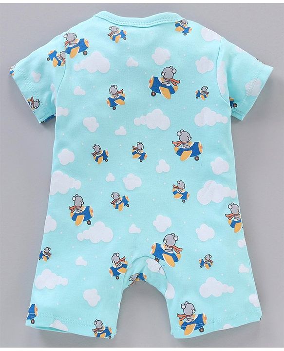 Babyhug 100% Cotton Half Sleeves Striped Rompers Pack Of 2 - Multicolor