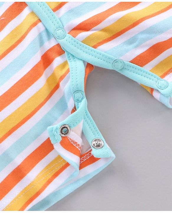 Babyhug 100% Cotton Half Sleeves Striped Rompers Pack Of 2 - Multicolor