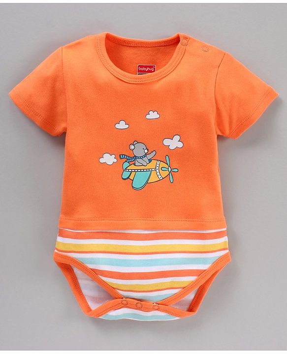 Babyhug 100% Cotton Half Sleeve Onesies Airplane Print Pack of 3 - Multicolor