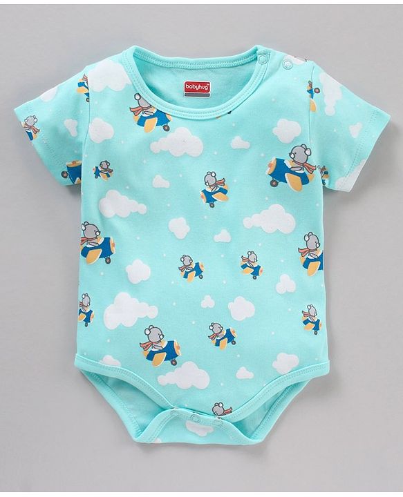 Babyhug 100% Cotton Half Sleeve Onesies Airplane Print Pack of 3 - Multicolor