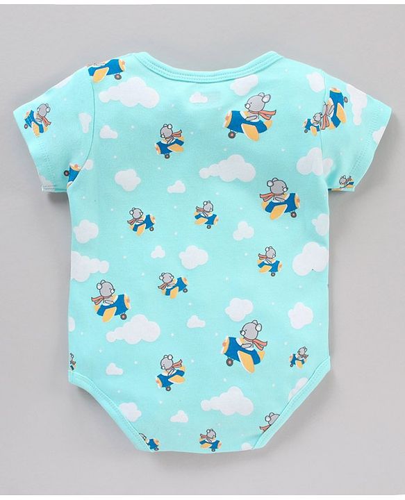 Babyhug 100% Cotton Half Sleeve Onesies Airplane Print Pack of 3 - Multicolor