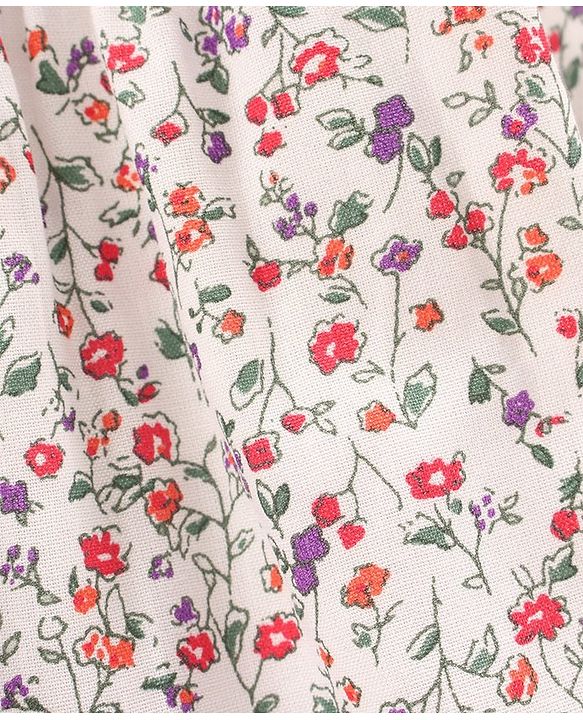Babyhug Full Sleeves Rayon Top With Floral Print And Frill Detailing- White