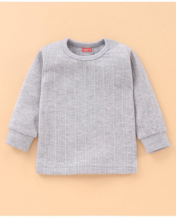 Babyhug Full Sleeves Pullover Vest & Pant Thermal Wear - Light Grey