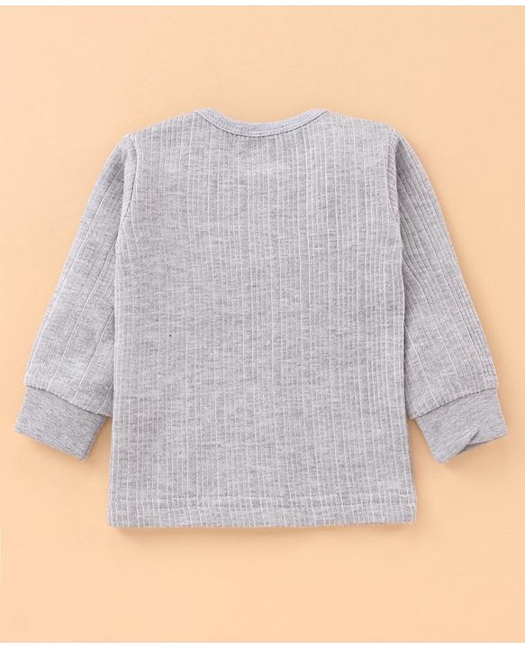 Babyhug Full Sleeves Pullover Vest & Pant Thermal Wear - Light Grey