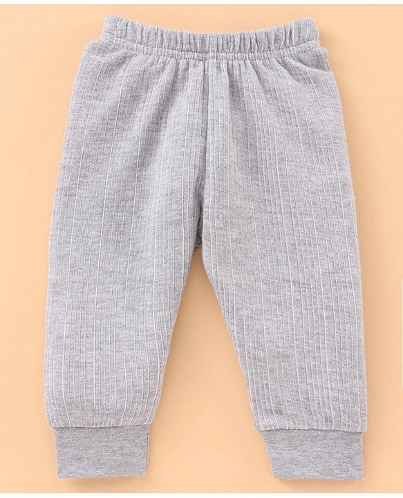 Babyhug Full Sleeves Pullover Vest & Pant Thermal Wear - Light Grey