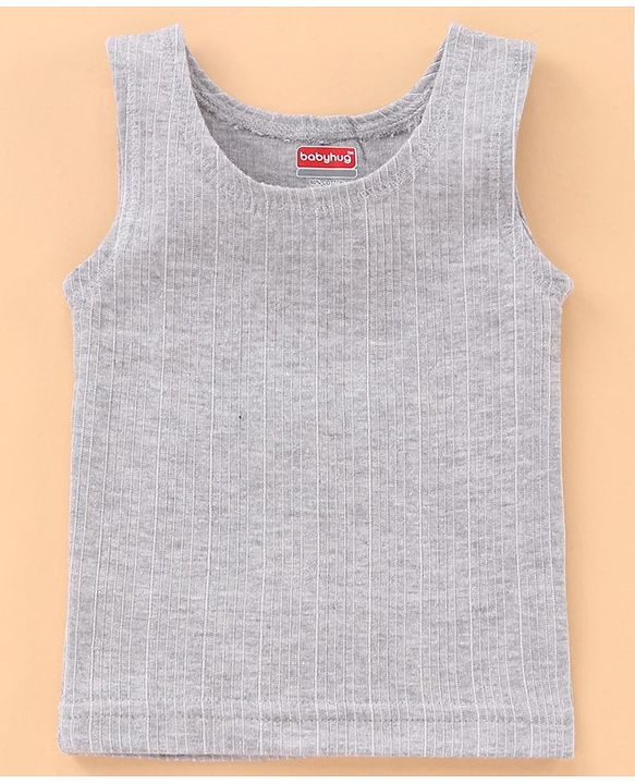 Babyhug Full Sleeves Pullover Vest & Pant Thermal Wear - Light Grey
