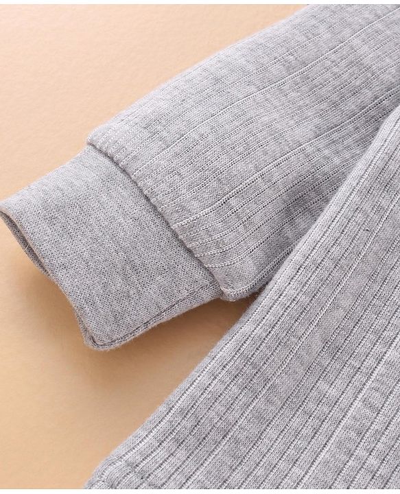Babyhug Full Sleeves Pullover Vest & Pant Thermal Wear - Light Grey