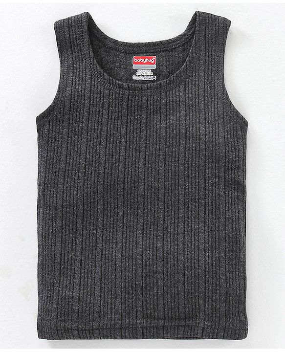 Babyhug Sleeveless Thermal Vests Solid - Dark Grey