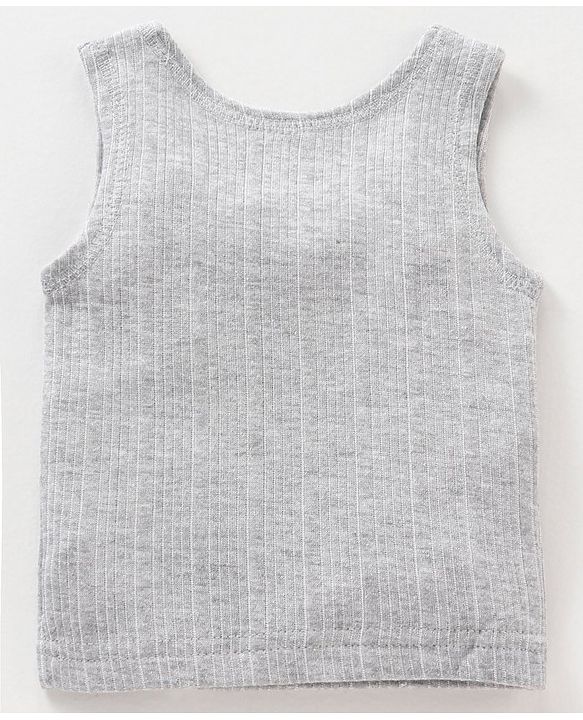 Babyhug Sleeveless Thermal Vests Solid - Light Grey