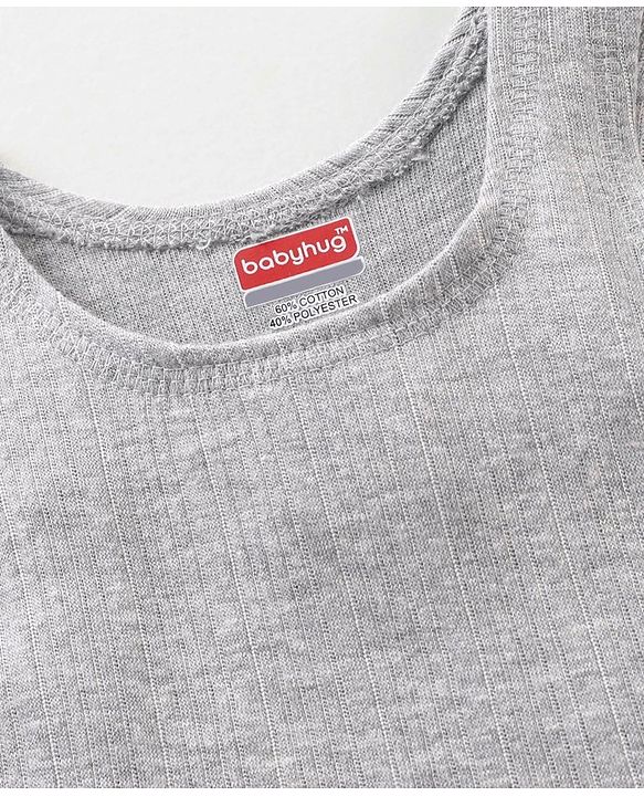 Babyhug Sleeveless Thermal Vests Solid - Light Grey